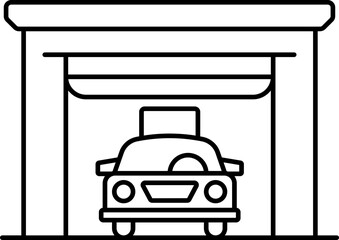 Poster - Flat Style Taxi In Garage Line Art Icon.