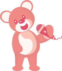 Poster - Teddy Bear Signing Icon In Red Color.