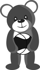 Sticker - Gray And White Cute Teddy Bear Holding Basketball.