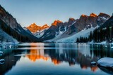Fototapeta Natura - reflection of mountains in the lake generated Ai.