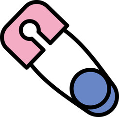 Wall Mural - Safety Pin Icon In Blue And Pink Color.