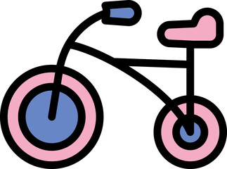 Sticker - Baby Bike Icon In Blue And Pink Color.