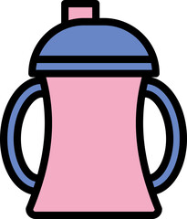 Poster - Sippy Cup Icon In Blue And Pink Color.