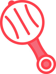 Sticker - Rattle Icon In Red And White Color.