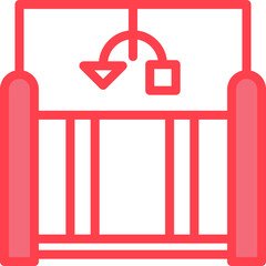 Sticker - Crib Icon In Red And White Color.