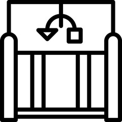 Poster - Crib Icon In Black Line Art.