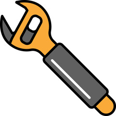 Sticker - Adjustable Wrench Grey And Orange Icon.