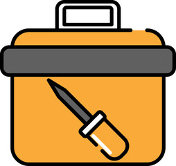 Sticker - Isolated Toolbox Icon In Grey And Orange Color.