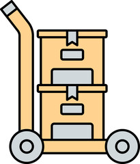 Poster - Yellow And Gray Color Handcart With Carton Boxes Icon.