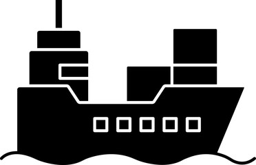 Poster - Cargo Ship Icon In B&W Color.