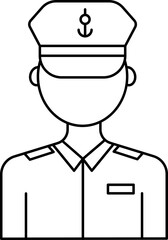 Poster - Faceless Captain Icon In Black Line Art.