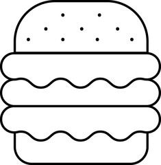 Poster - Burger Icon In Black Outline.