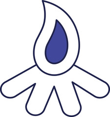 Sticker - Bonfire Icon In Blue And White Color.