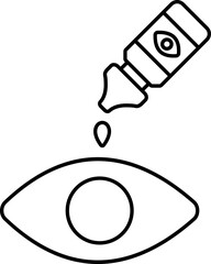 Sticker - Applying Eye Drops Icon In Black Line Art.