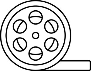 Sticker - Film Reel Icon In Black Line Art.