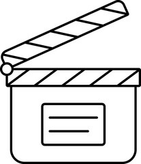 Wall Mural - Clapperboard Icon In Black Line Art.