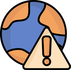 Sticker - Global Warning Icon Or Symbol In Orange And Blue Color.