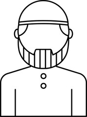 Sticker - Faceless Muslim Man Icon In Black Line Art.