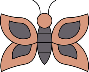 Wall Mural - Illustration Of Butterfly Icon In Brown And Gray Color.