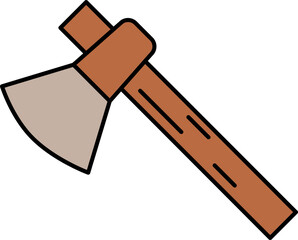 Sticker - Axe Icon In Brown Color.