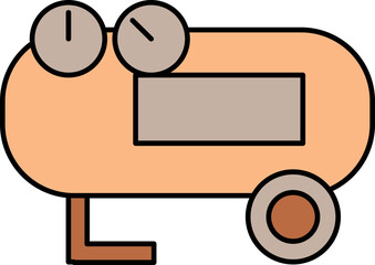 Poster - Air Compressor Icon In Orange And Brown Color.