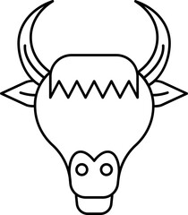 Poster - Bull Head Or Taurus Icon In Outline Style.