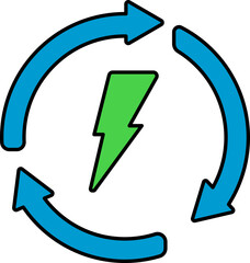 Sticker - Flat Style Renewable Energy Green And Blue Icon.