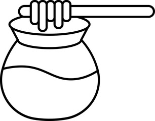 Sticker - Honey Dipper On Jar Icon In Line Art.