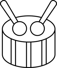 Sticker - Isolated Musical Drum With Stick Line Art Icon.