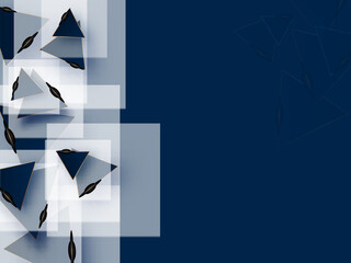 Poster - Golden Light Effect Geometric Golden Triangle Elements On Blue Background.