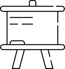 Sticker - Blank Board With Duster On Tripod Icon In Black Outline.