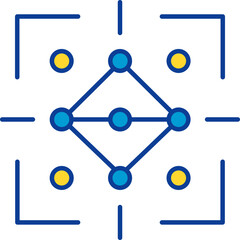 Canvas Print - Security Pattern Code Icon In Blue And Yellow Color.