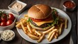 photography of a cheeseburger on a plate #17, food photography, ai generated