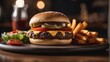 photography of a cheeseburger on a plate #11, food photography, ai generated