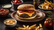 photography of a cheeseburger on a plate #15, food photography, ai generated