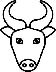 Poster - Cartoon Bull Face Icon In Black Outline.