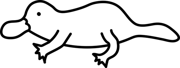 Sticker - Platypus Cartoon Character Thin Line Icon.