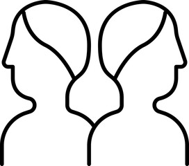 Poster - LInear Style Gemini Human Cartoon Character Icon Or Symbol.