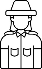 Wall Mural - Faceless Officer Or Guard Man Line Art Icon.