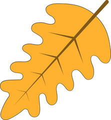 Sticker - Flat Oak Leaf Icon In Yellow Color.