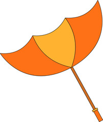 Poster - Orange And Yellow Upside Down Umbrella Flat Icon.