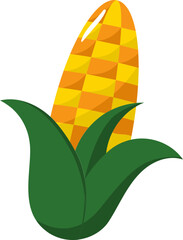 Sticker - Open Corn Leaves Icon In Flat Style.