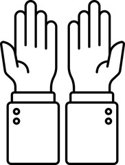 Poster - Black Linear Style Open Hand Praying Icon Or Symbol.