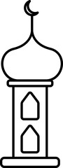 Poster - Black Line Art Mosque Minaret Icon Or Symbol.