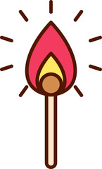 Sticker - Colorful Burning Matchstick Icon In Flat Style.