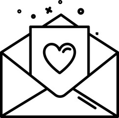 Poster - Love Message Card Icon In Black Line Art.