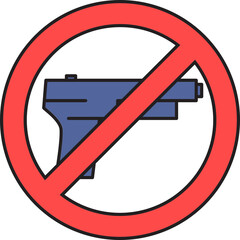 Poster - Flat Style No Gun Icon In Red And Blue Color.