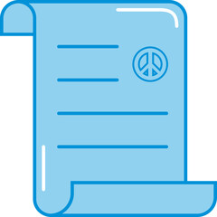 Sticker - Blue Scroll Peace Paper Icon In Flat Style.