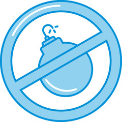 Sticker - Flat Style No Bomb Icon In Blue Color.