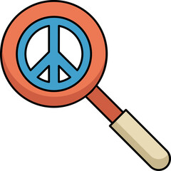 Sticker - Peace Search Icon In Blue And Orange Color.